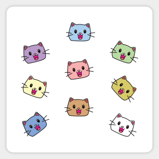 Cute Cat Face Sticker Pack 4 Magnet